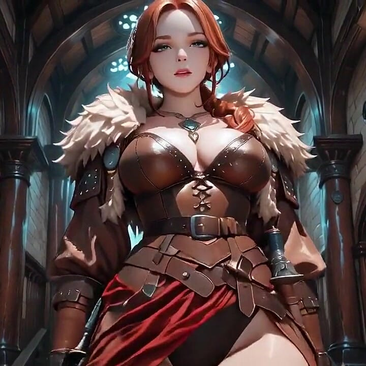 Redhead Warrior in Snow! Forbidden Leather Armor Seduction in Medieval Village. Cold Queen Unzips Her Gear & Goes Wild!