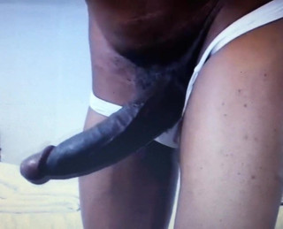 Black guy shows off his huge hung thick cock