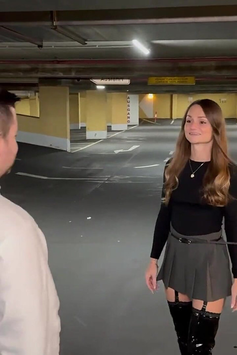 Teen Gets Puplik Fucked in the Ass in the Underground Parking Lot