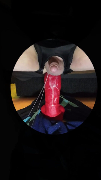 Spectacular moment from "Crossdresser Rough anal fuck with rock hard red monster dildo"