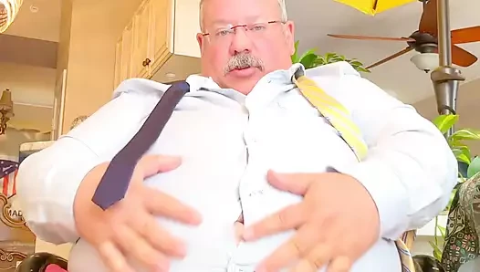 Generous Fat Distinguished Gentleman Gives Out Thousands Before Shooting a Big Load