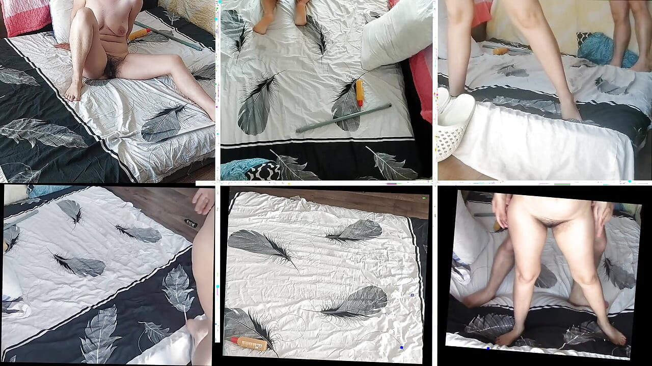 Sensual massage of a hot couple with oil on the body. Foreplay in the bedroom with an amateur couple.