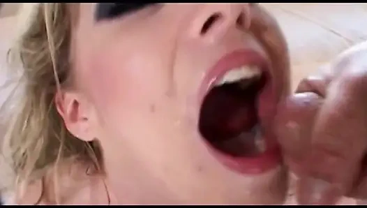 Blonde Silicone Slut Deepthroats Two Fat Monster Cocks and Gets Wrecked