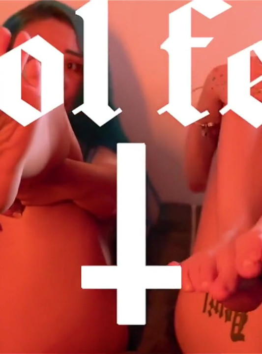 Fair-skinned, Tattooed Girls Rubbing and Licking Each Other's Little Feet.