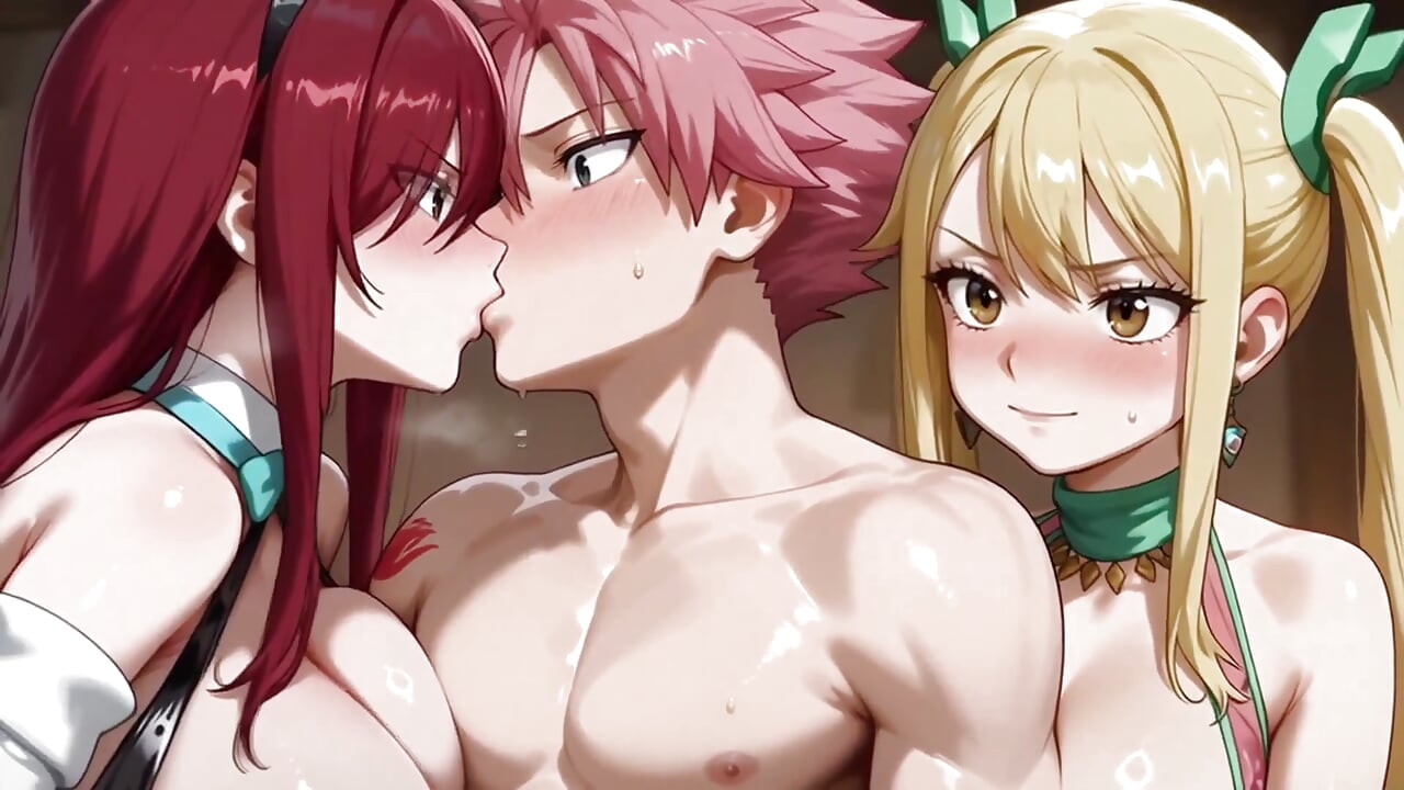 Lucy, Erza and Natsu (ffm) Ft V2