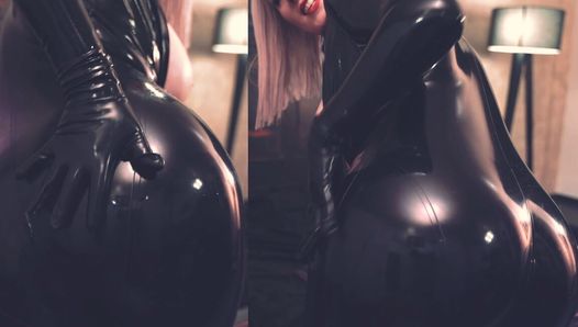 Big Natural Tits MILF in Latex Rubber Fetish Shiny Clothes. Arya Grander