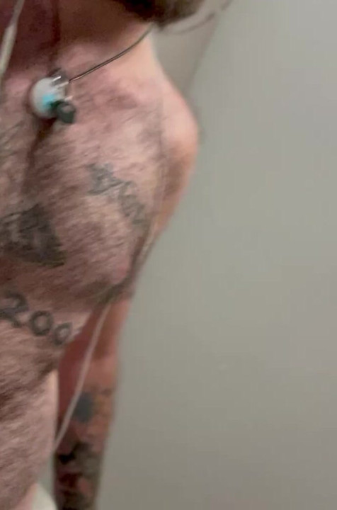 Solo wolf stroking in the bathroom