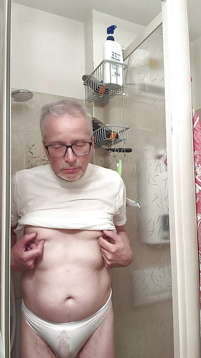 Wet T-shirt and Wet Underpants While Showering