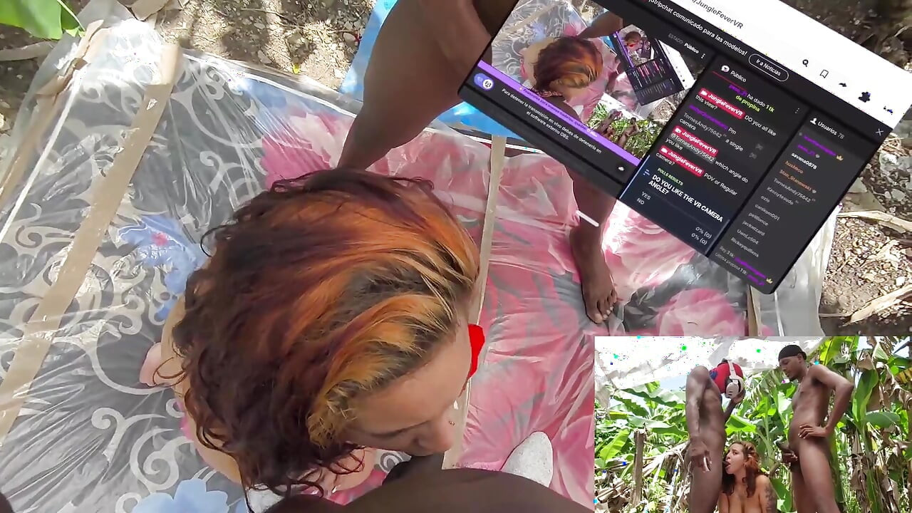 Big ass White girl sucks 2 dicks in mixed reality