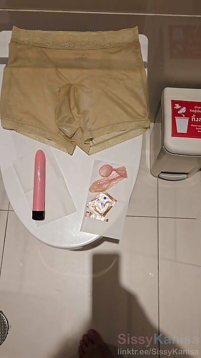 Sissy Kanisa Cum and Play Her Ass Hole in Public Toilet