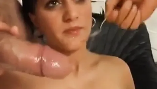 Young slut must eat disgusting cum on a spoon