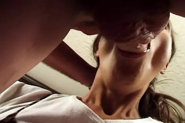 College slut with big tits got her cute face covered with cum
