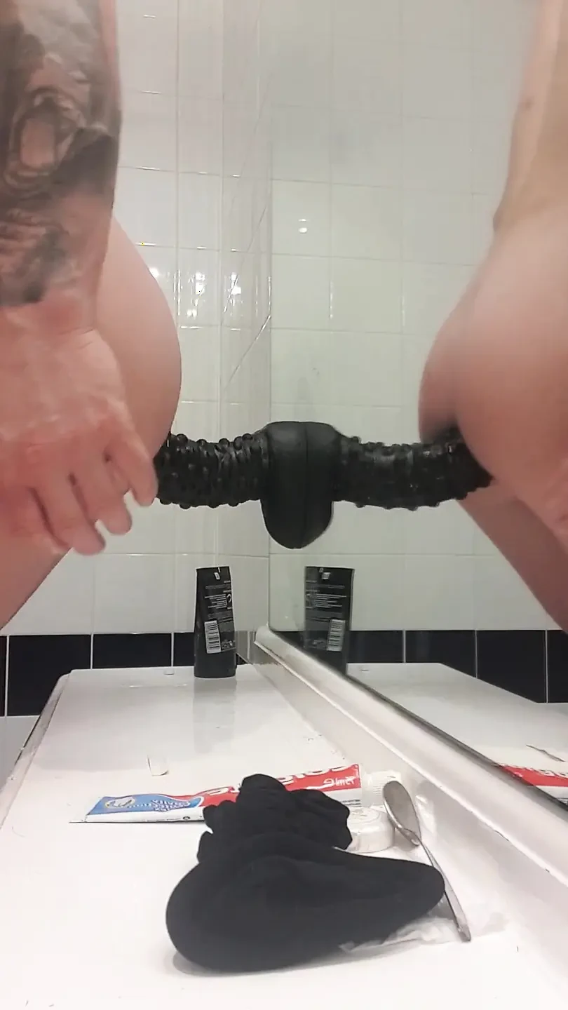 Huge 12inch black dildo ride
