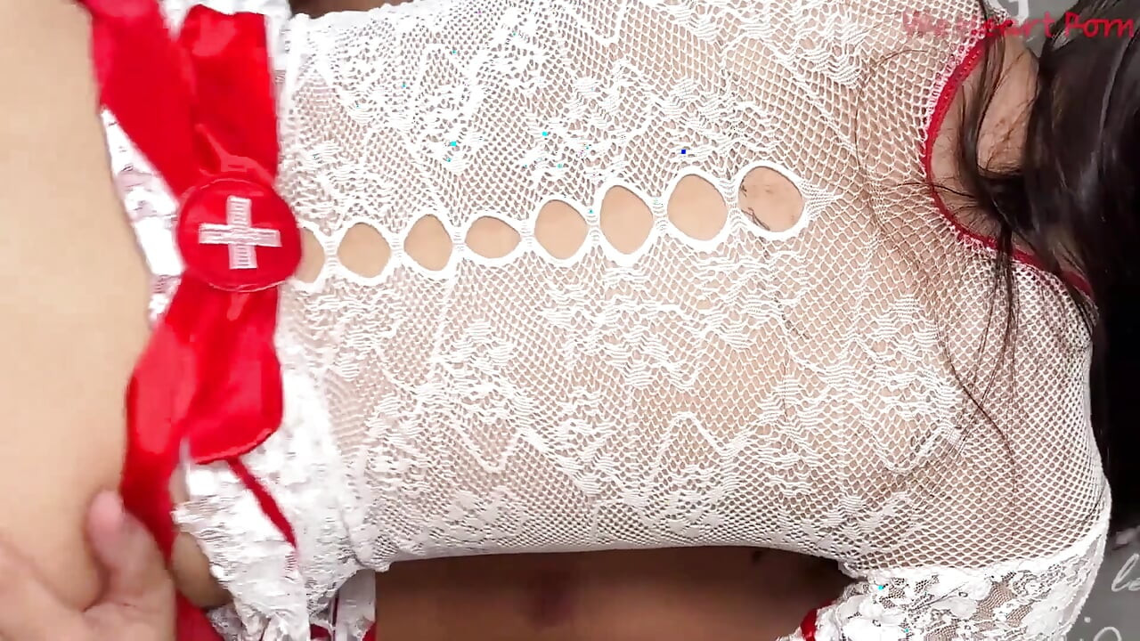 Sexy Brunette Asian in White Lace and Stockings Gets Pounded by Stud
