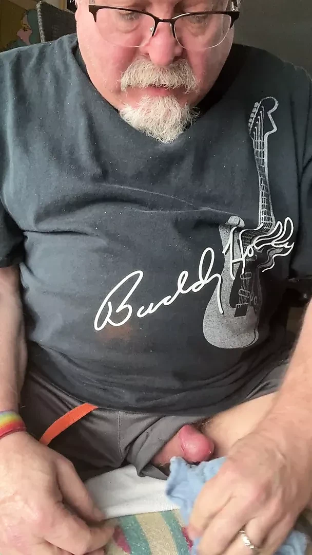 A quick tug on my hard cock. Then a taste.