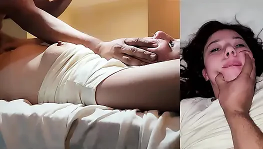 Dipukul, ditampar dan dicengkeram di pantatnya. Penurut, dia menerima apa yang dia dapatkan.