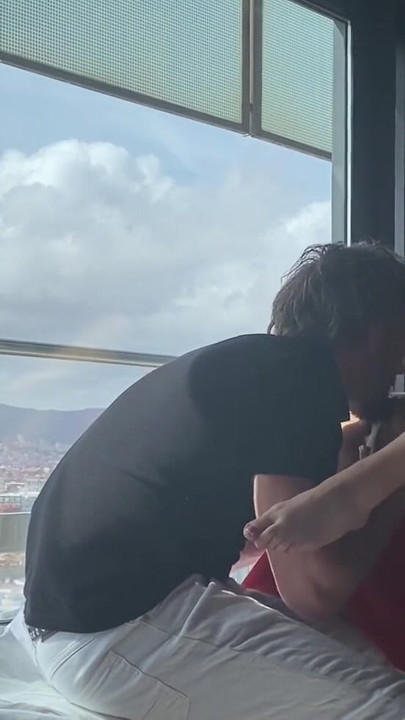 Licking the legs and of a beauty in a red dress | Clip 2
