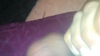 Macarena masturbating with 3 rings on mi balls ald cock.