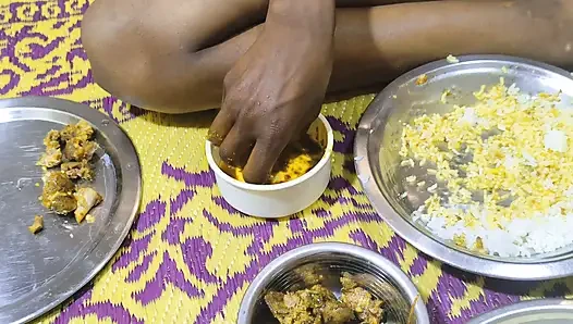 When we were alone at home, I ate with my stepsister