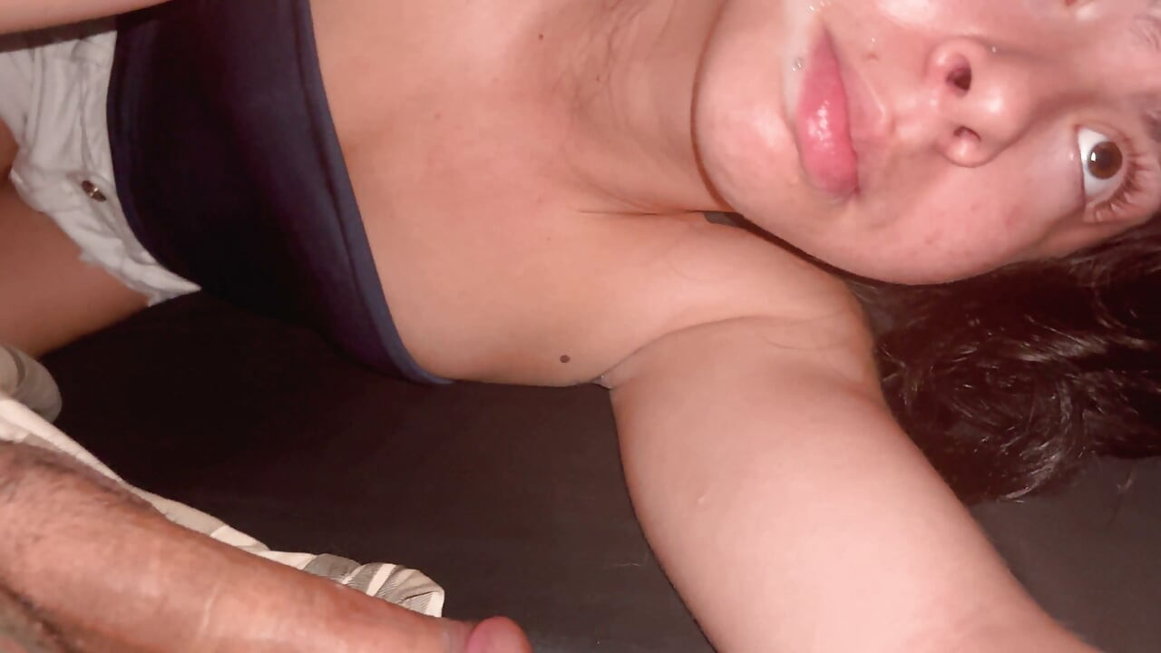 Cute 18yo Blowjob Ends with Facial Then She Keeps Sucking x
