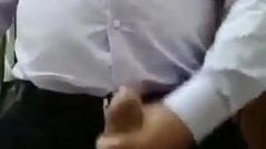 Daddy in suit jerk of and cum