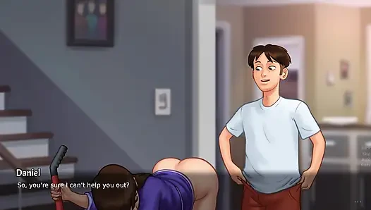 Summertime Saga - Sexy Stepmom housewife gets bent over in the hallway and fucked by a big dick