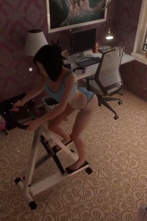 운동하는 동안 섹시한 갈색 머리