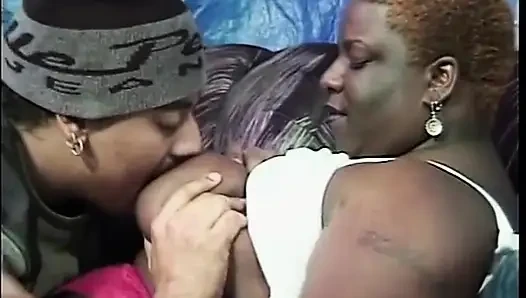 Black BBW fucks, sucks then takes a load on her massive melons