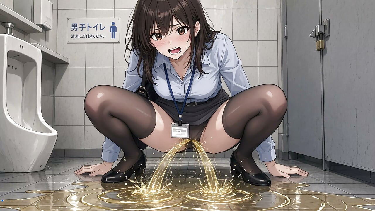 办公室女郎在男厕里尿尿