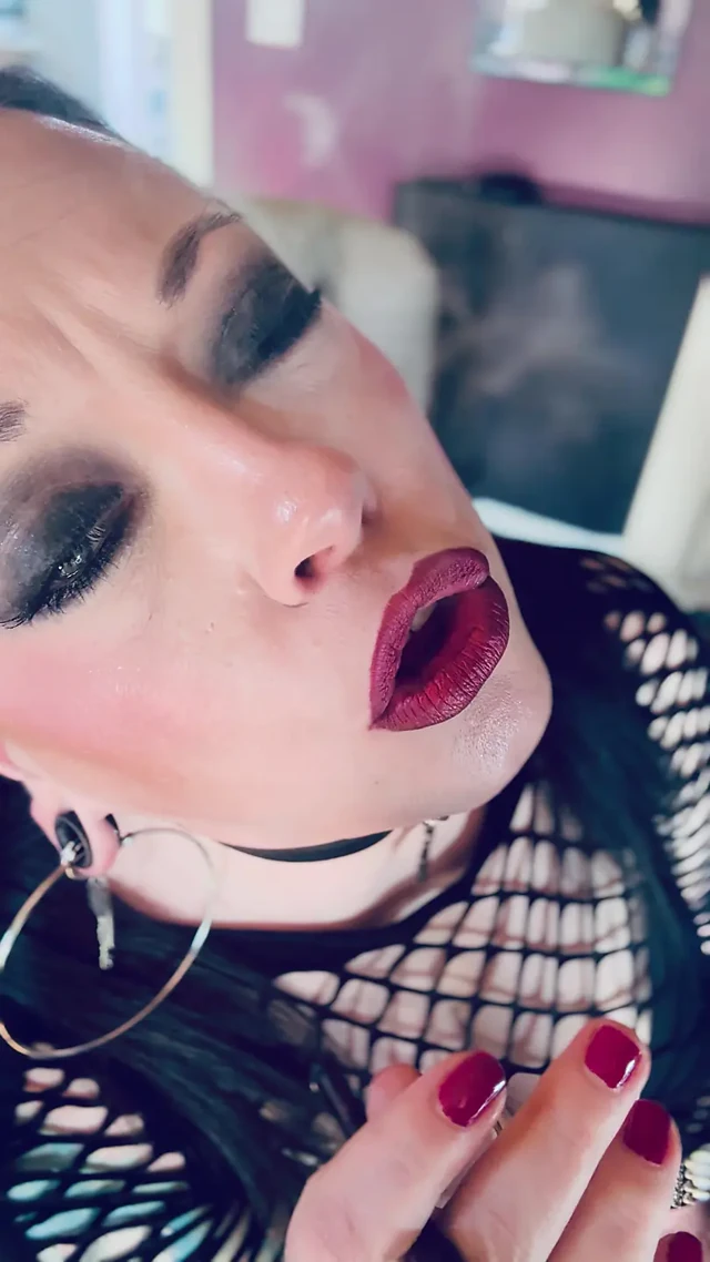 Gothic Girl Tina Snua In Pigtails Smokes A Cigarette In A Holder & Lighting Up With Matches