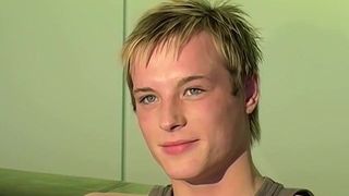 British twink does an interview and masturbates solo