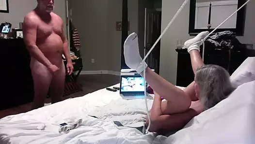 Granny Masturbating porn video – Hot Mature Granny Masturbates While Hubby Watches Strokes His Cock