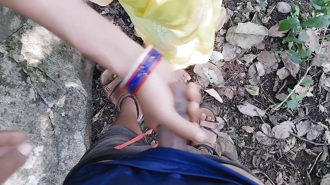 A girl talking dirty words for fucking with her stranger in jungle, A desi aunty dirty talking about sex in jungle with her love