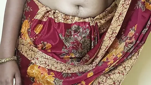 Неверная домохозяйка сари в рыжем цвете 1