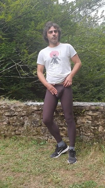 Outdoor walking pantyhose, masturbating