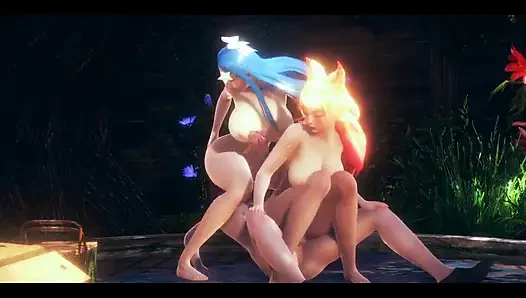 Lol Hentai - Ahri and Syra Threesome with Amazing Sex - Japanese Asian Manga Anime Film Game Porn