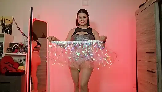Tombul Mini Etek Vurgun - Parlak Gümüş, Işıltılı Tinsel, Şeffaf Mavi Ve Kabarık Tutu