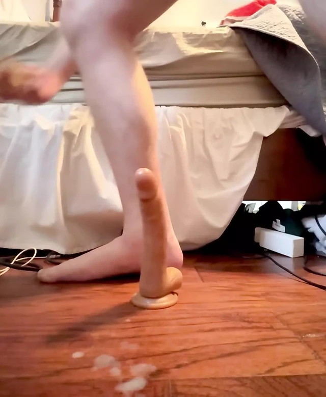 Multiple cum while riding dildo