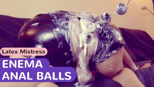 Extreme FEMDOM ENEMA, anal play with whipped CREAM and ANAL balls in my SLAVE's ass