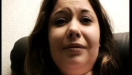 Cute chubby German slut rubs her pussy in solo closeup