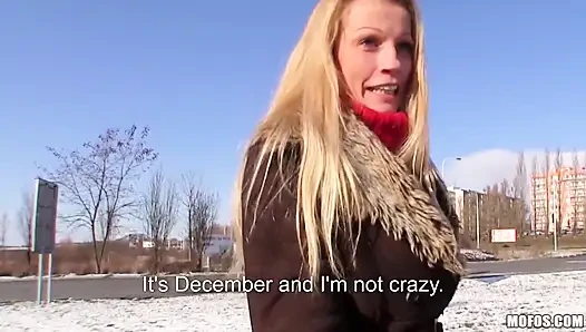 Public Pickups - Big Tits Blonde Lucie Gives POV Blowjob in Car