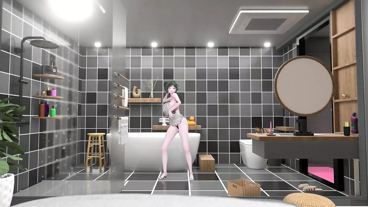 St. Louis Bathroom Undress Dance Hentai Tell Me Song Azur Lane Mmd 3D Soft Green Hair Color Edit Smixix