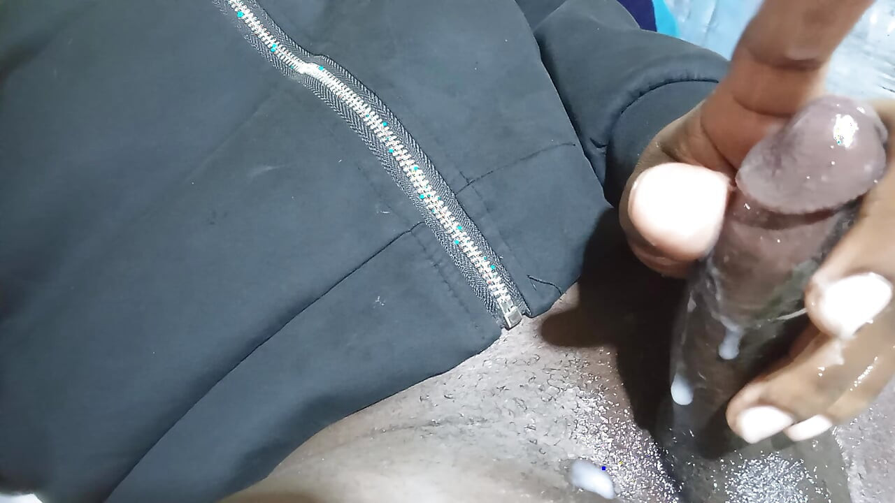 Horny African guy jerking off solo before bed
