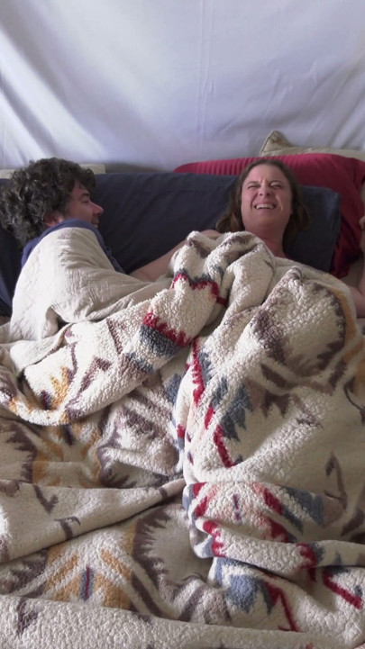 Stepson gets up with stepmom in the bed and fucks the wrong hole | Clip 1
