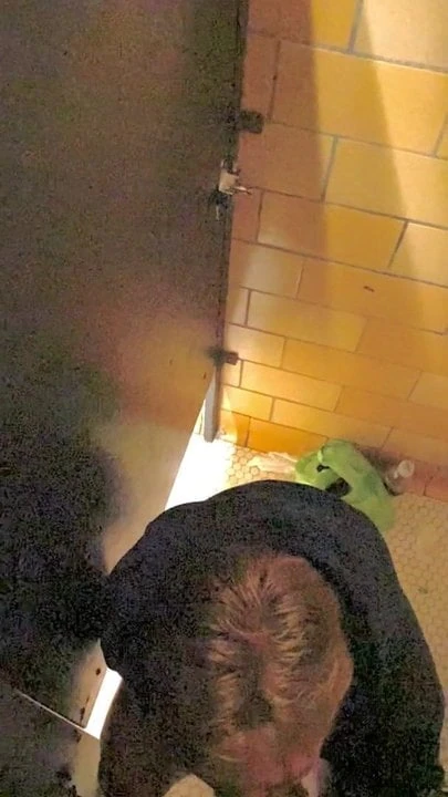 Handsome Stud Sucks my Cock at a Bathroom Gloryhole