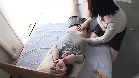 Nobue asian wife taking care of her husband