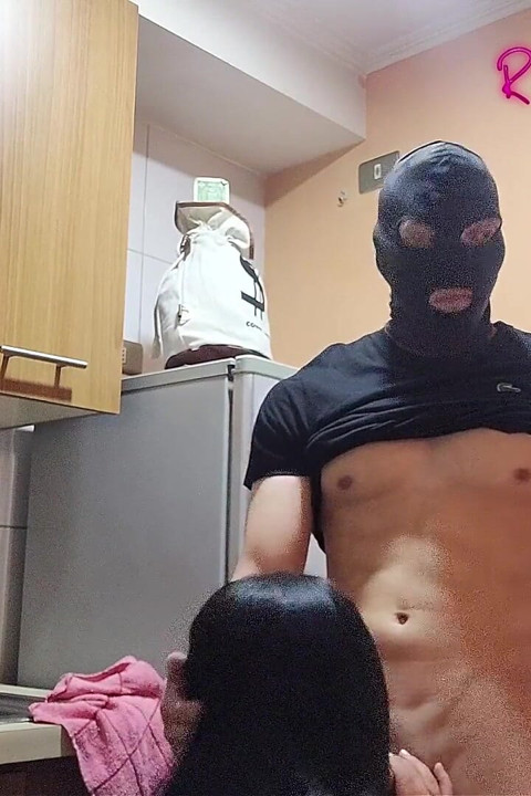 Videos for Fans: a Masked Young Man Fucks Me in the Kitchen and I Enjoy It.