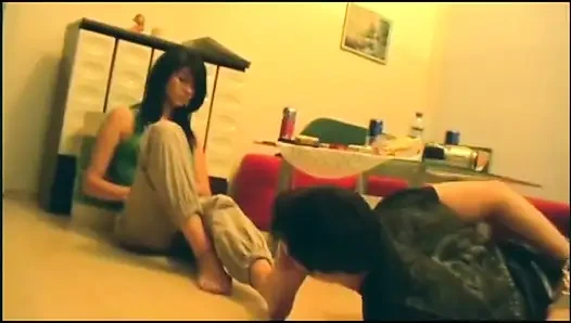 Licking her young feet