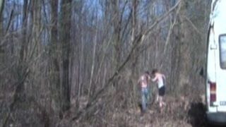 Jessica brutaly fucked in the wood