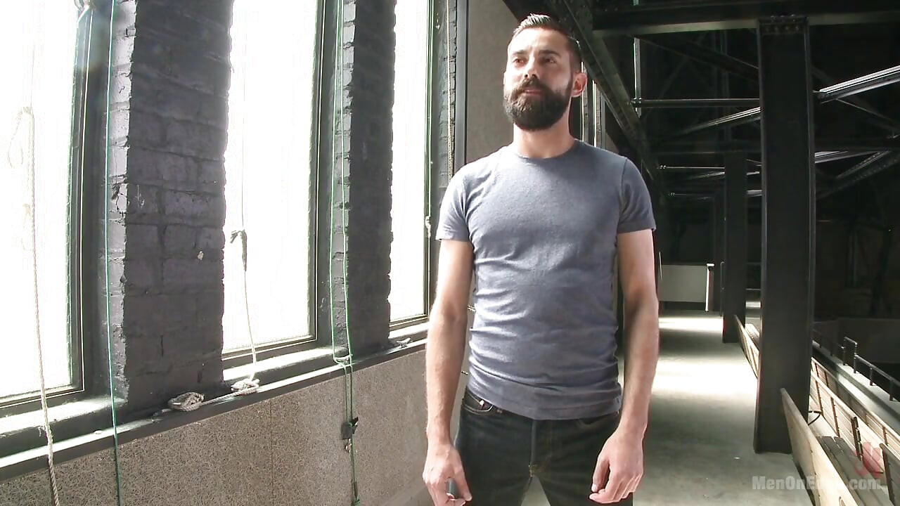 First Timer with a Giant Cock Gets Suspended and Edged Above the Drill Court